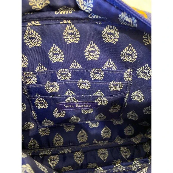 Vera Bradley Crossbody Bag Blue Floral Purse Outside Pocket 3 Credit Card Slots - Picture 10 of 12